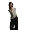 Camiseta Larga de Manga Larga para Mujer, Marca Ins Trendy Estilo Coreano, para Viajar, Otoño 2026, Nueva, Delgado, Moda Casual, Top de Algodón Modal