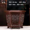 Vaso Hexagonal de Flor de Zisha Yixing Vaso para Orquídeas Calibre Grande Para Plantar Árvores Clívia Cerâmica Relevo Estilo Antigo