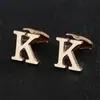 Dorado 26 letras inglesas lisas gemelos de hombre creativos para camisa