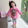 Conjunto Moletom Primavera Meninas 2025 Novo Estilo Labubu Top Leggings Saia Estilo Ocidental Conjunto Infantil de Duas Peças