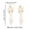 E13929 Pendientes Franceses Suaves de Verano Populares de Flor y Perla, Pendientes Versátiles de Moda Elegante Estilo Dama Elegante
