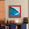 Pintura Mural Abstracta de Surf en Bloques de Color Rojo y Azul Bauhaus para Entrada, Comedor, Sala de Estar y Pasillo