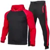 Conjunto de sudadera con capucha para hombre de marca de moda para otoño e invierno con forro polar y mangas raglán, moderno conjunto de sudadera de comercio exterior para Amazon