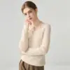 Nuevo Suéter de Cachemir Otoño/Invierno 2026 Cuello Cuadrado Elegante Suéter Base de Cachemir Top Elegante de Corte Ajustado para Mujer