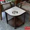 Mesa de té de mahjong en forma de abanico, estante de almacenamiento de madera maciza y losa de piedra para hotel, juego de té para sala de ajedrez y cartas, mesa de té anti-quemaduras para sala de té