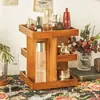 Caja de Almacenamiento de Cosméticos de Madera Maciza, Tocador de Madera Retro, Organizador de Productos para el Cuidado de la Piel y Lápices Labiales, Estante Giratorio de 360 Grados