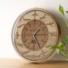 Reloj de Pared de Plástico de Alta Gama con Patrón de Avión de Madera de 12 Pulgadas Transfronterizo, Reloj Silencioso Personalizado, Reloj Decorativo para Ambiente de Dormitorio