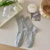 Calcetines de mujer estilo coreano para primavera y verano, finos, resistentes al olor, antibacterianos, dulces y suaves, lazo estilo japonés, estilo femenino, calcetines holgados para mujer