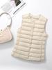 Chaleco Ligero de Plumas para Mujer con Pluma de Pato Blanca, Estilo Corto, Cálido y Casual, Cuello Redondo, Cuello en V, Chaqueta sin Mangas