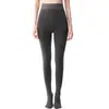 Leggings grises Kefei con efecto adelgazante, pantimedias de rayas verticales para usar como prenda exterior, mallas negras afelpadas y engrosadas