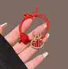 Estilo Chino Año Animal Lazo Rojo para el Cabello Lindo Conejo Banda para el Cabello Accesorio para el Cabello con Pedrería Goma Elástica Lazo para Cola de Caballo para Mujeres