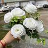 2024 Novo buquê de flores para comércio exterior de fabricantes 6 rosas para senhoras rosa pequeno flores de casamento atacado