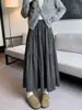 Saia longa suave estilo coreano para mulheres, nova coleção outono e inverno - cintura alta, saia evasê guarda-chuva que afina, meia-saia casual e versátil