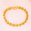 Pulseira Rígida Dourada 3D Imitação da Moda com Contas Vazadas para Homens e Mulheres Casais, Joia Versátil de Ouro de Areia Vietnamita
