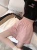 [Algodón Lavado Tiro Real] Shorts de Trabajo para Mujer Verano Estilo Coreano Pantalones Casuales Pequeños Pantalones Holgados de Pierna Ancha