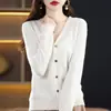 2026 Nuevo Estilo Suelto Talla Grande Cuello en V Manga Larga Suéter Cárdigan de Lana para Mujer Otoño e Invierno Prenda de Punto de Manga Larga