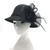 Chapéu de Lã Feminino Outono e Inverno Estilo Coreano Chapéu de Palha com Pena Chapéu de Vaso Grande Chapéu Bowler Versátil Britânico Chapéu de Moda Chapéu de Inverno