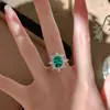 Anel Feminino Vintage Ovo de Pomba Oval Paraíba Cultivado de Luxo Pavimentado com Diamante de Alto Carbono
