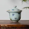 (Oferta especial) Tetera de Estilo Antiguo Tianqing Ru Kiln con Esmalte Craquelado y Tapa de Tres Piezas, Taza Maestra de Cerámica Azul y Blanca Taza de Degustación