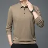 Camiseta Masculina Casual de Gola Dobrável Não Amassa Manga Longa Polo Masculino Primavera e Outono 2026