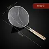 Colador de Malla Grande de Acero Inoxidable con Fugas Cuchara Filtro para Freír Pescado Fideos Mango de Madera Alargamiento Cocina Restaurante Chef Comercial