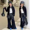 Conjunto de Ropa para Niñas Otoño 2026 Nuevo Moda Deportiva Infantil Sudadera Cardigan y Pantalones Acampanados Conjunto de Dos Piezas para Niños Mayores