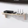 Conjunto de Gabinete de TV de Madeira Maciça Suporte de Parede sem Furos para Decodificador Decoração de Parede para Sala de Estar Quarto Caixa de Armazenamento para Roteador
