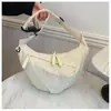 Bolsa de Lona Transfronteiriça Feminina Grande Capacidade 2025 Novo Verão Casual Nicho Alça Larga Transversal Bolsa Dumpling de Alta Qualidade