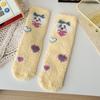 Calcetines de Coral de Dibujos Animados para Mujer, Lindos Calcetines Peludos de Media Pantorrilla, Calcetines Gruesos de Invierno Cálidos y que No Sueltan Pelo para Dormir en Casa