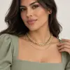Collar de cadena geométrica con diseño de nicho de joyería transfronteriza europea y americana, cadena de hueso de serpiente con personalidad simple, cadena de cuello doble
