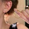 Brincos Ondulados Casuais e de Alta Qualidade para Mulheres com Círculos Grandes, Argolas Lisas Modernas e Versáteis, Brincos e Brincos Estilo Frio Coreano