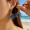 Brincos de Argola Personalizados com Pingente Exagerado de Lagosta e Caranguejo de Liga Metálica, Estilo Férias na Praia Oceânica Transfronteiriça para Mulheres, Venda por Atacado
