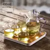 Tetera para uso doméstico con filtro, tetera Song estilo antiguo, juego de té, cafetera de té, transparente con tapa, asa colorida, tetera pequeña de mano