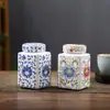 Tetera de cerámica azul y blanca grande Jingdezhen color esmaltado Olla general cuadrada casera vintage sellada té negro Pu'er