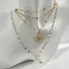 Joyería de Estilo Europeo y Americano, Cadena de Clavícula Multicapa para Estilo de Vacaciones en la Costa, Collar Personalizado de Concha Marina, Estrella de Mar y Perlas