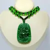 Pendente de Dragão de Vidro Jade Imitação Colar Longo de Aventurina Esmeralda Colar do Ano Zodiacal Corrente para Suéter Estilo Calcedônia