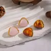 Brincos Curvos de Resina Cor de Café Maillard, Luxo Acessível e Brincos de Alta Qualidade, Joia Versátil Diária em Formato de Argola de Aço Inoxidável para Mulheres