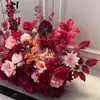 Orquídea Mariposa Artificial Arte Floral Boda Flores Falsas Arreglo de Boda Ramo Decoración Cubo de Bendición de Año Nuevo Rojo Decoración de Inserto