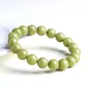 Pulsera de Piedra Natural de Ágata Alashan Redonda Cristalina Jiuya Pulsera Verde Matcha de Ágata Alashan