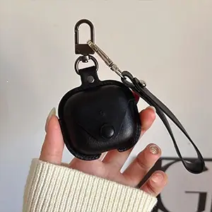 Black leather AirPods 4 headphone protective case