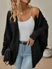 Ropa Europea y Americana 2025 Exportación Otoño e Invierno Nuevo Cárdigan de Punto Aliexpress Cárdigan de Color Puro de Punto de Punto de Longitud Media para Mujer