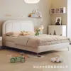 Cama infantil na cor creme, design moderno e minimalista, adequada para meninos, cama de solteiro, durável e fácil de limpar, com um toque de luxo, tamanho 1,2m, também disponível como cama de princesa para meninas