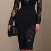 Vestido tipo blazer de marca independiente europeo y americano para primavera, nuevo, de color liso, entallado a la cintura, con aplicaciones de encaje, mangas largas y cuello de solapa para el trabajo