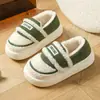 Pantuflas de algodón que cubren el talón para mujer, otoño e invierno, para interiores, hogar, antideslizantes, zapatos para mujeres embarazadas y posparto, velcro mágico, zapatos de algodón con felpa, se pueden usar afuera