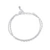Pulseira de Prata 925 Céu Estrelado com Contas Brilhantes, Camada Dupla com Sete Contas, Joia de Prata Elegante e Versátil para Mulheres