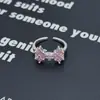 Estilo Doce de Menina Anel Aberto de Tesouro Estrela Coroa Prata Rosa Diamante Colorido Anel de Empilhamento Nicho para Mulheres