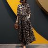 Conjunto Feminino Nova Moda Primavera e Verão 2026 Comércio Exterior Transfronteiriço: Conjunto de Duas Peças: Camisa com Estampa Floral Boêmia + Calça Wide Leg