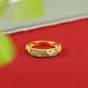 Yuebao Joyería Jade Hetian Natural Plata de Ley S925 Chapado en Oro Patrón de Hierba Tang Semiarqueado Sodalita Anillo de Plata de Gama Alta Nicho