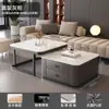 Mesa moderna para espacios pequeños, mesa de centro cuadrada de cristal extensible, nueva mesa de centro de losa de roca engrosada para sala de estar, uso doméstico, lujo ligero