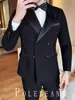 Terno Dupla Face Terno Masculino Negócios Estilo Britânico Casual Formal Noivo Traje de Casamento Smoking de Alta Qualidade